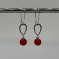Ruby Red Beaded Stainless Steel Earrings