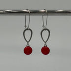 Ruby Red Beaded Stainless Steel Earrings