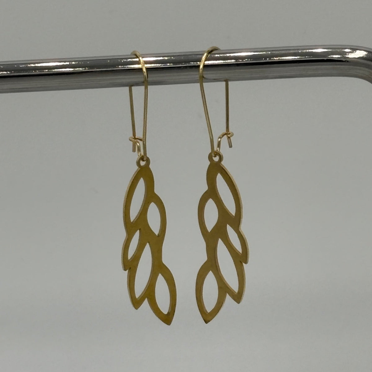 Golden Leaf Cascade Stainless Steel Earrings