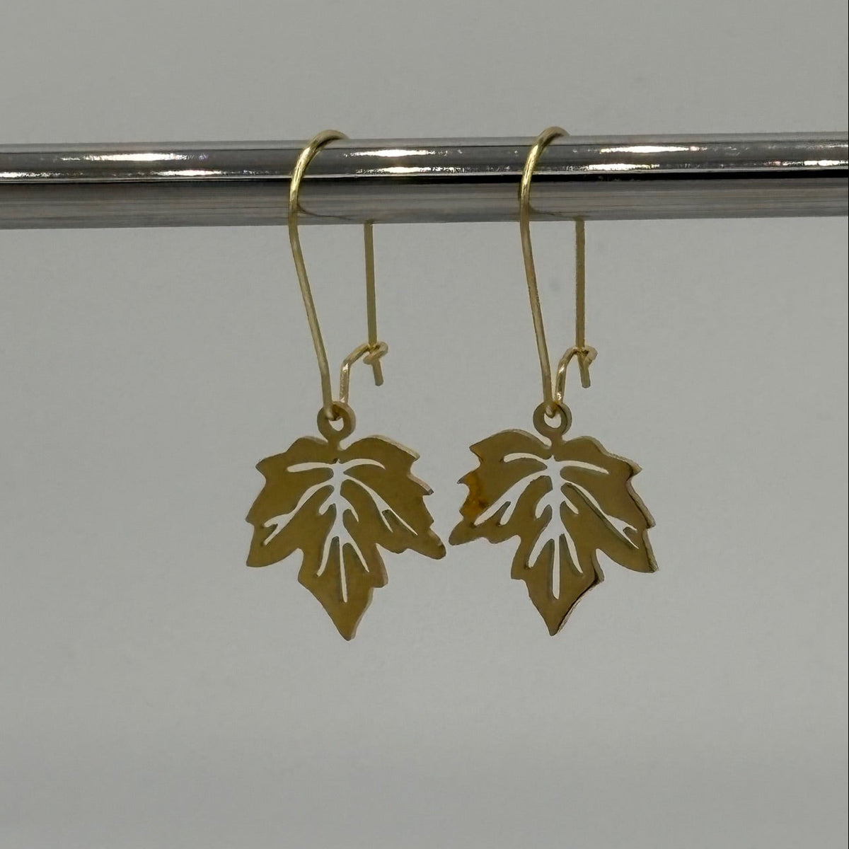 Gold Maple Leaf Stainless Steel Earrings