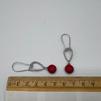 Ruby Red Beaded Stainless Steel Earrings