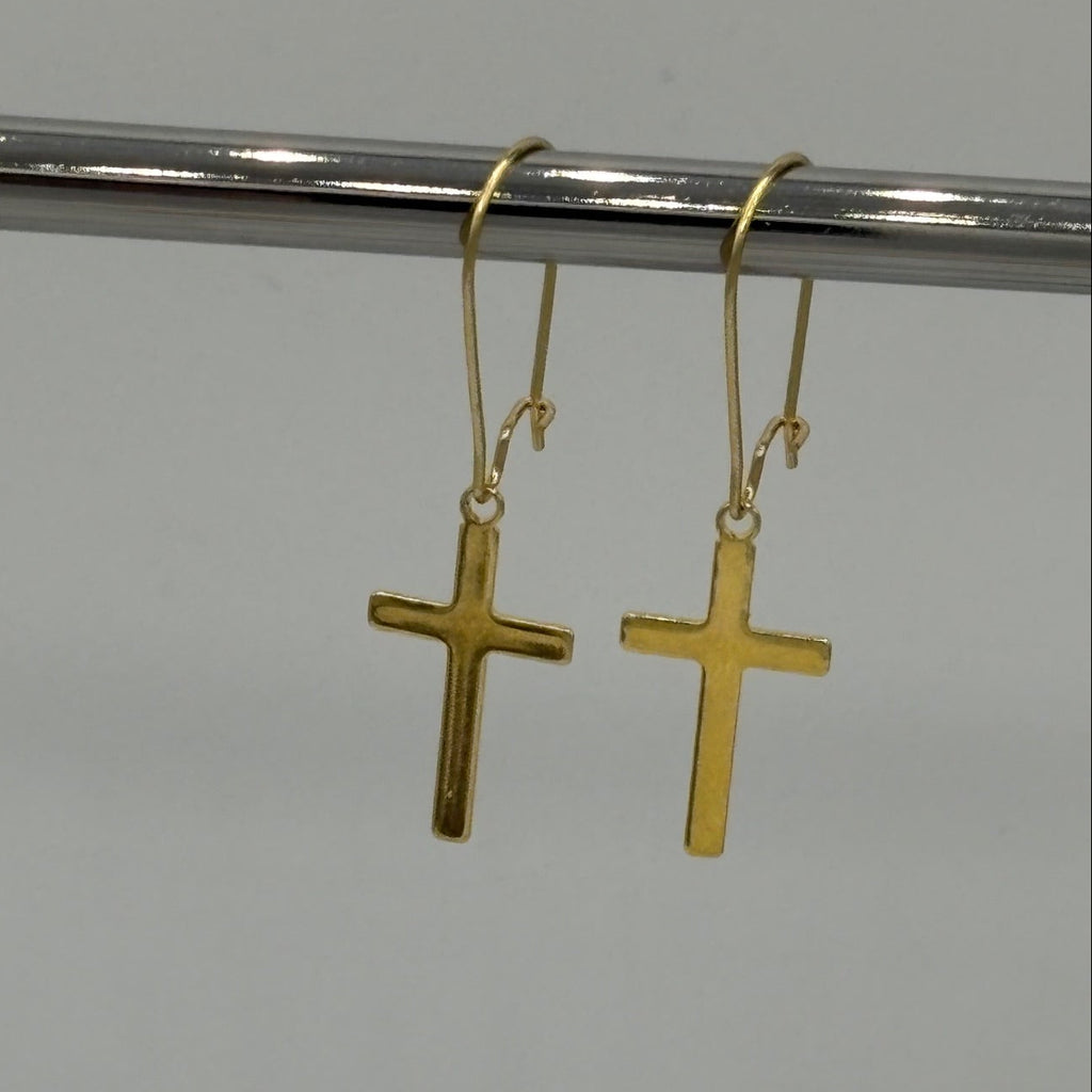 Gold Cross Stainless Steel Earrings