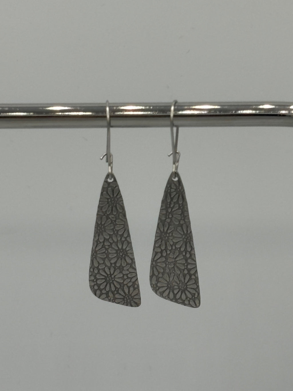 Embossed Flower Stainless Steel Earrings