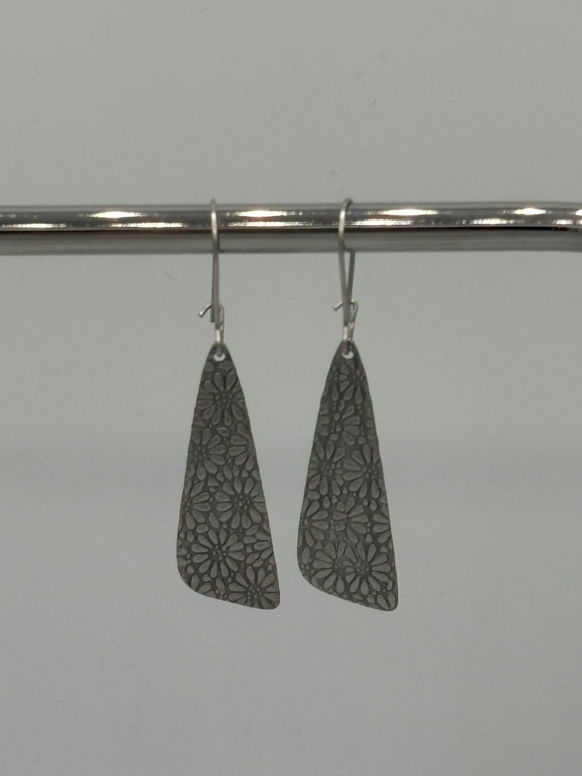 Embossed Flower Stainless Steel Earrings