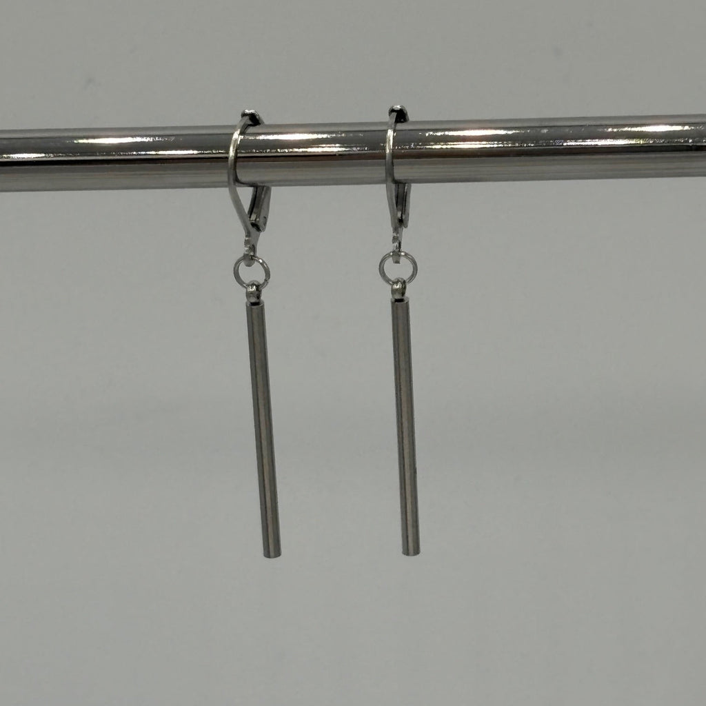 Silver Stem Stainless Steel Earrings