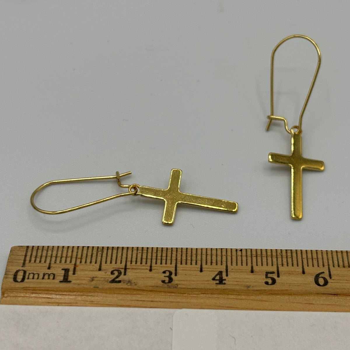 Gold Cross Stainless Steel Earrings