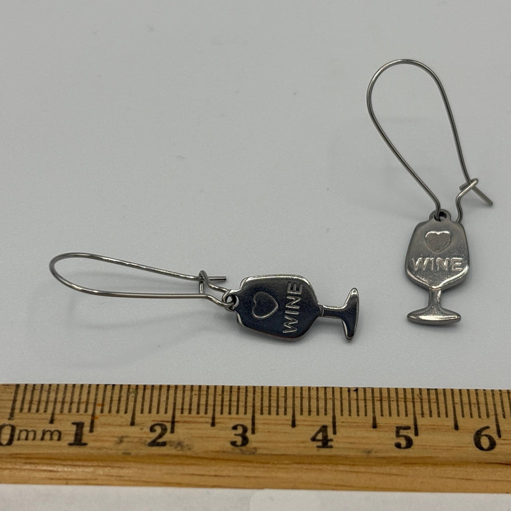 Wine Glass Stainless Steel Earrings