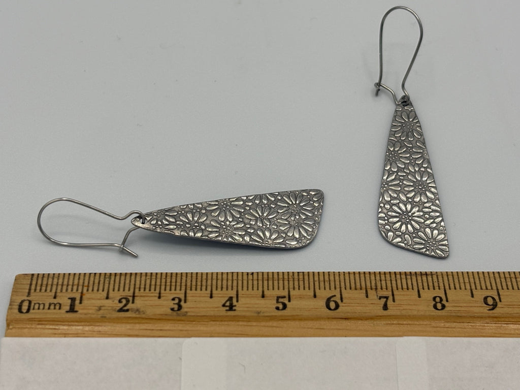 Embossed Flower Stainless Steel Earrings