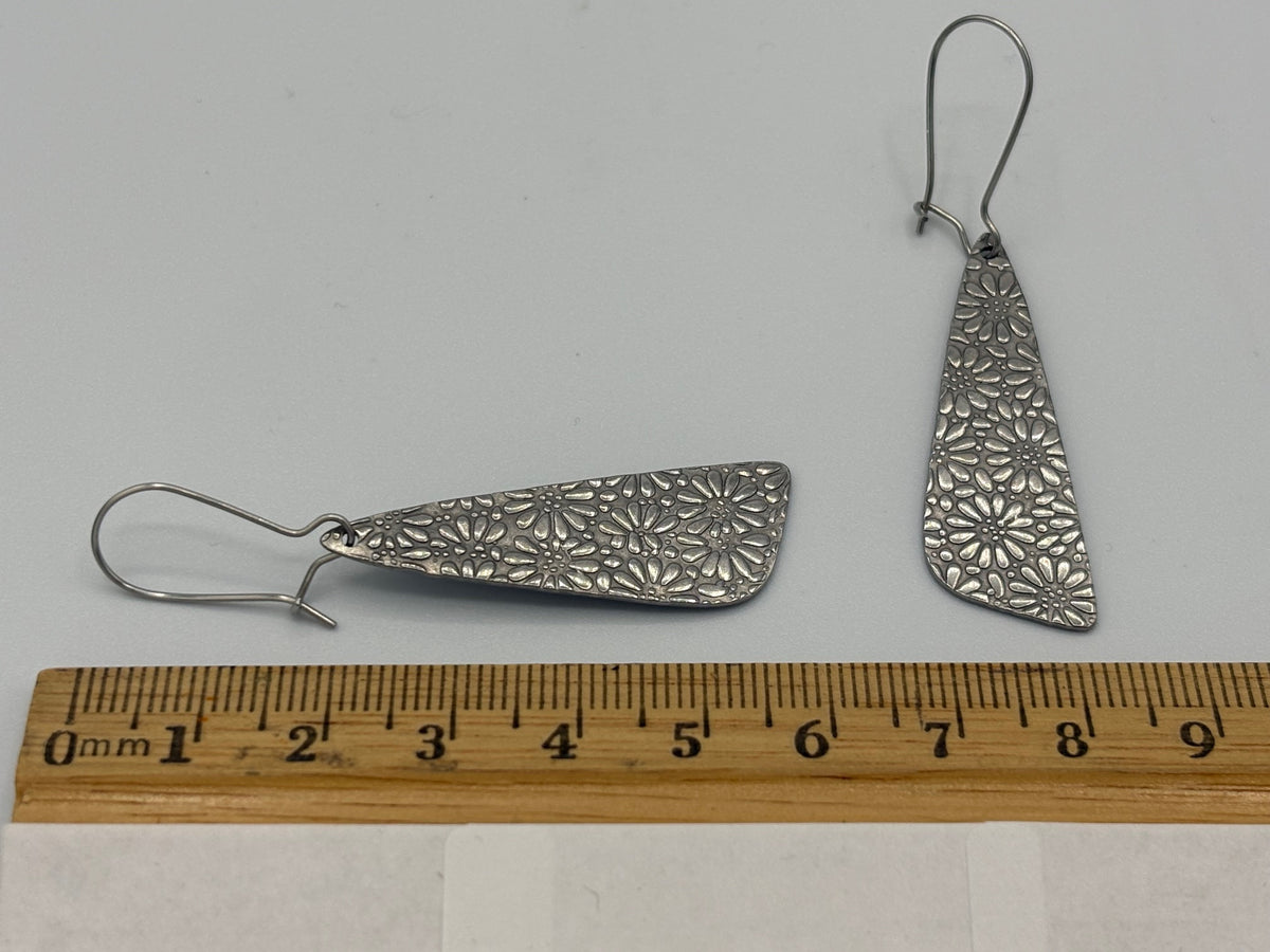 Embossed Flower Stainless Steel Earrings
