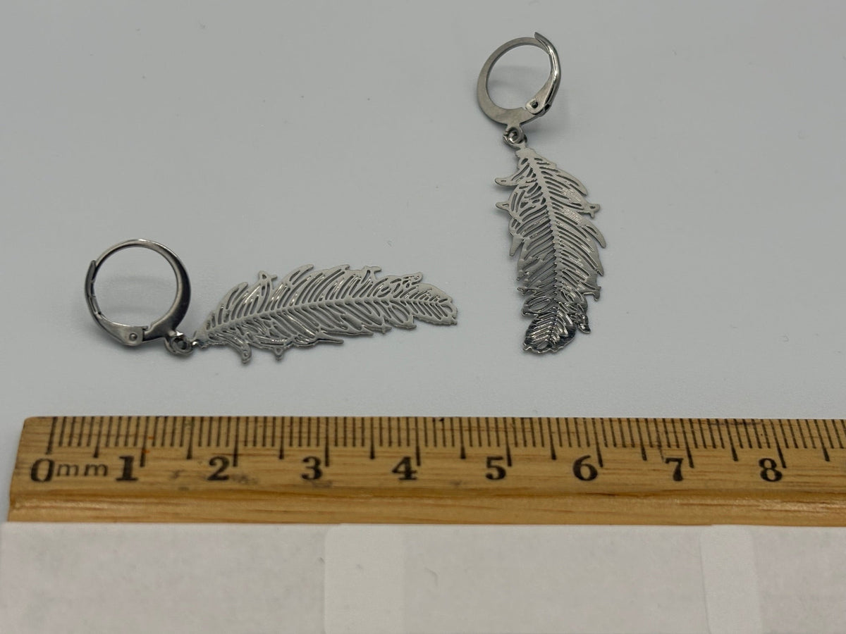 Dainty Feather Stainless Steel Earrings
