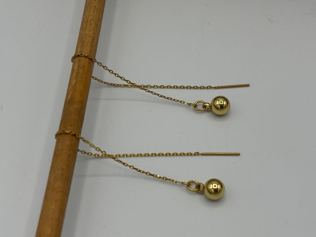 Golden Pearl Stainless Steel Chain Earrings