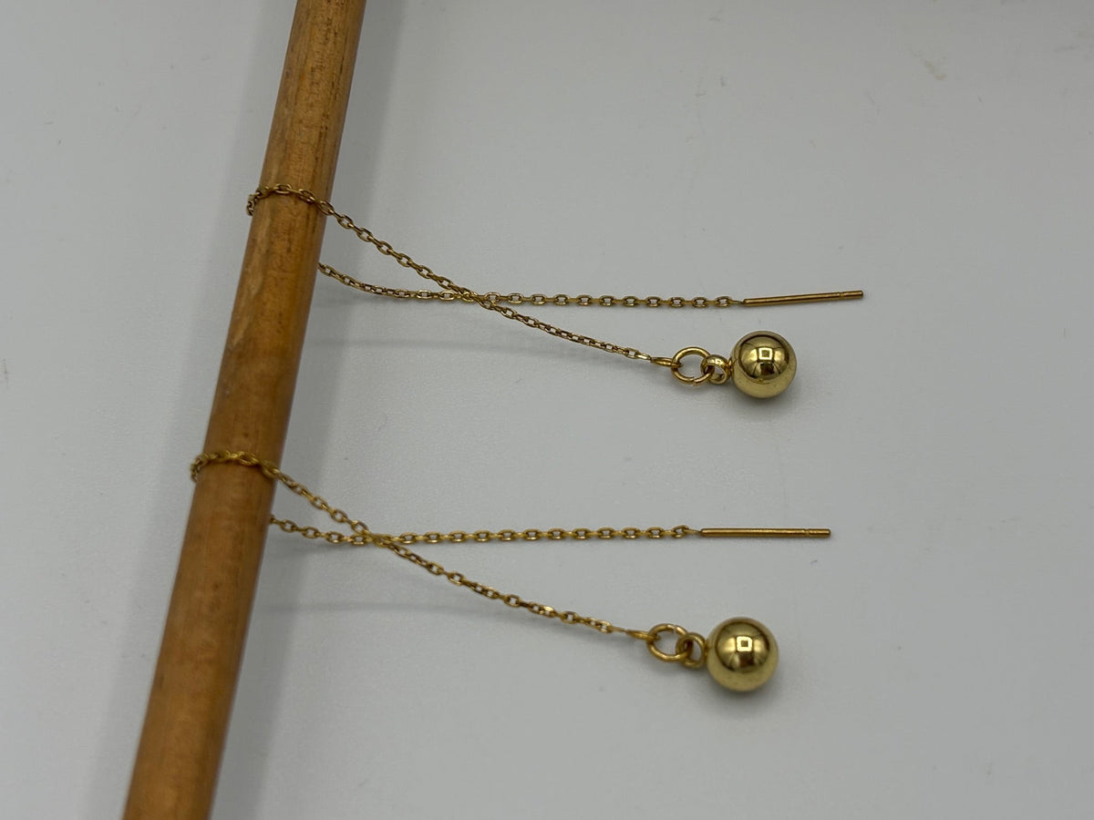 Golden Pearl Stainless Steel Chain Earrings