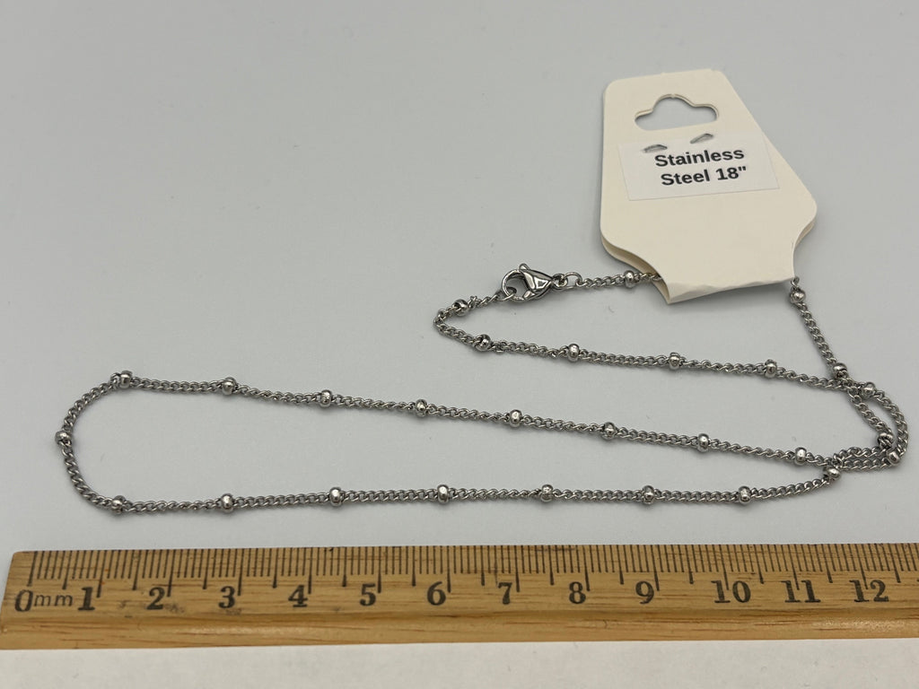 18" Stainless Steel Small Beaded Chain