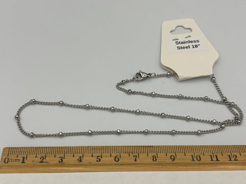 18" Stainless Steel Small Beaded Chain