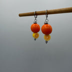Orange Citrus Beaded Stainless Steel Earrings