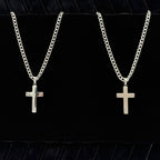 Dual Sided Cross w Curb Chain 24" Stainless Steel Necklace