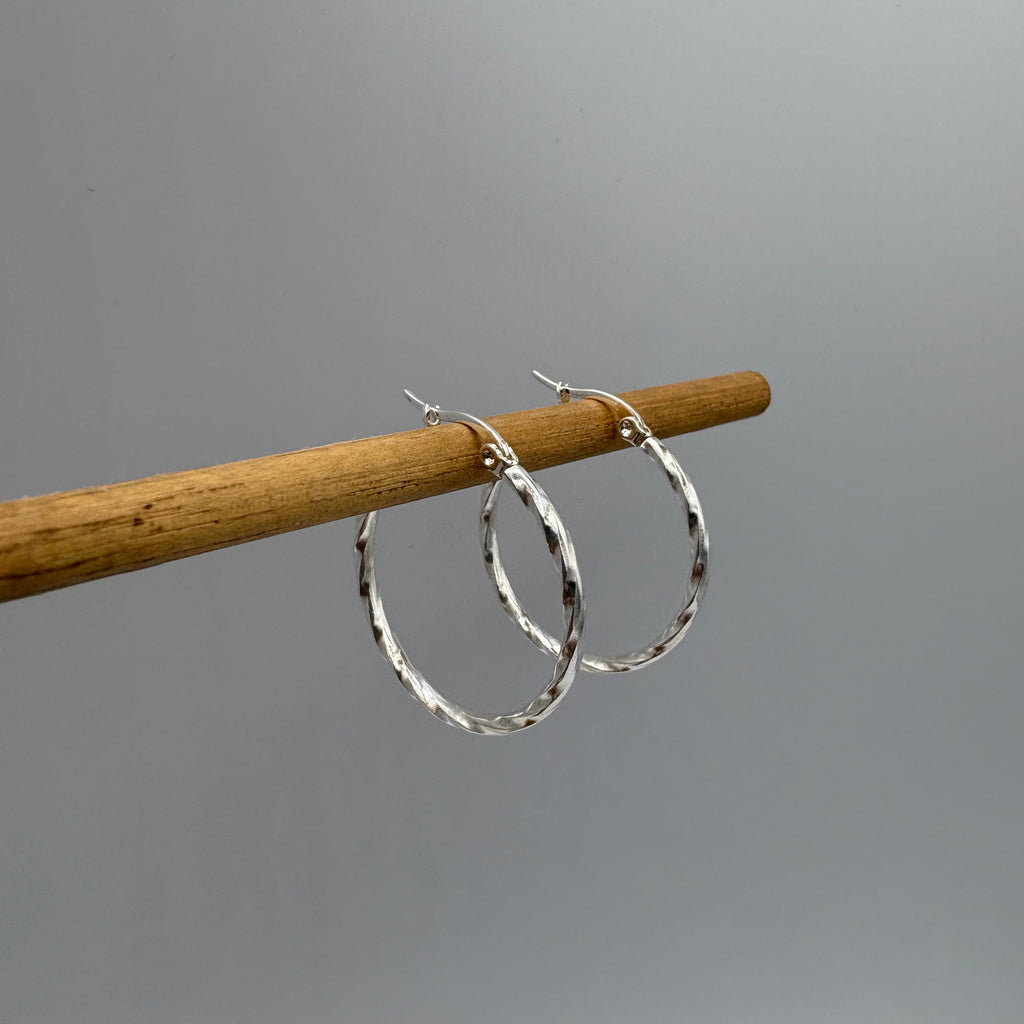 Twisted Hoop Stainless Steel Earrings