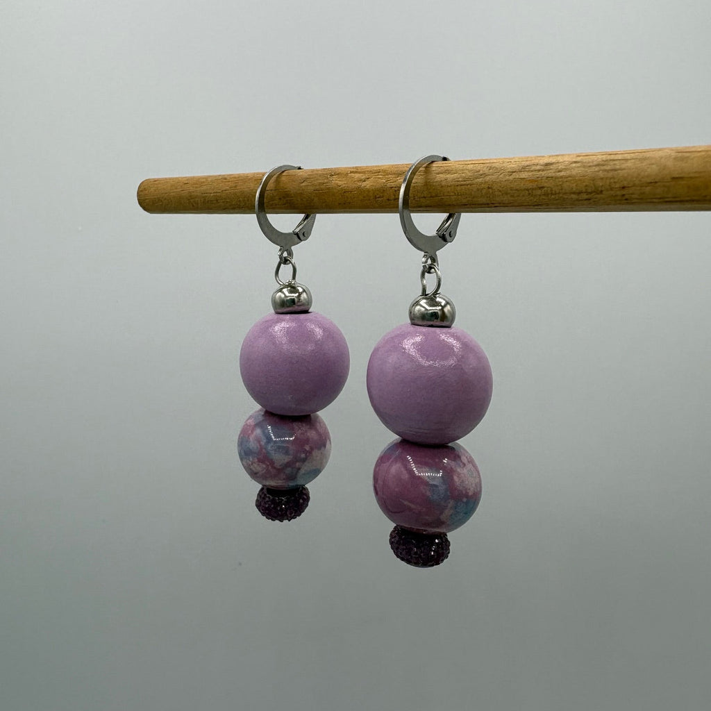 Lilac Buds Beaded Stainless Steel Earrings