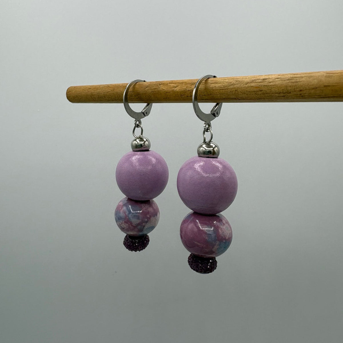 Lilac Buds Beaded Stainless Steel Earrings