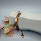 Rosy Glow Heart Charm Bangle Stainless Steel Bracelet
