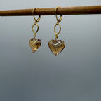 Amber Hearts Beaded Stainless Steel Earrings