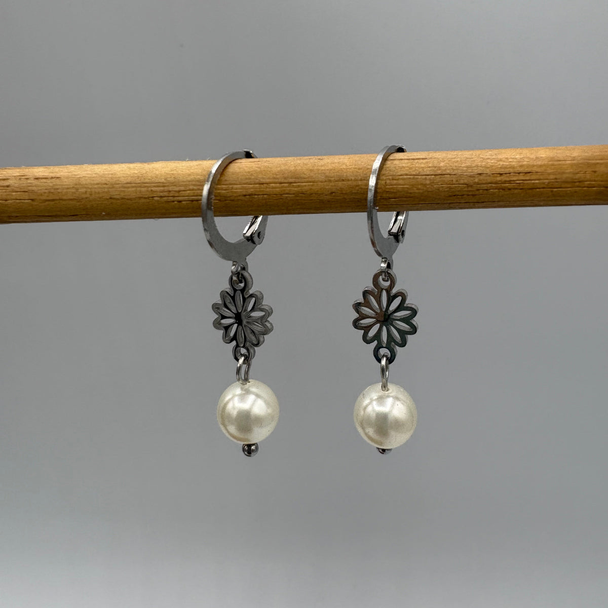 Daisy Dangle Stainless Steel Earrings