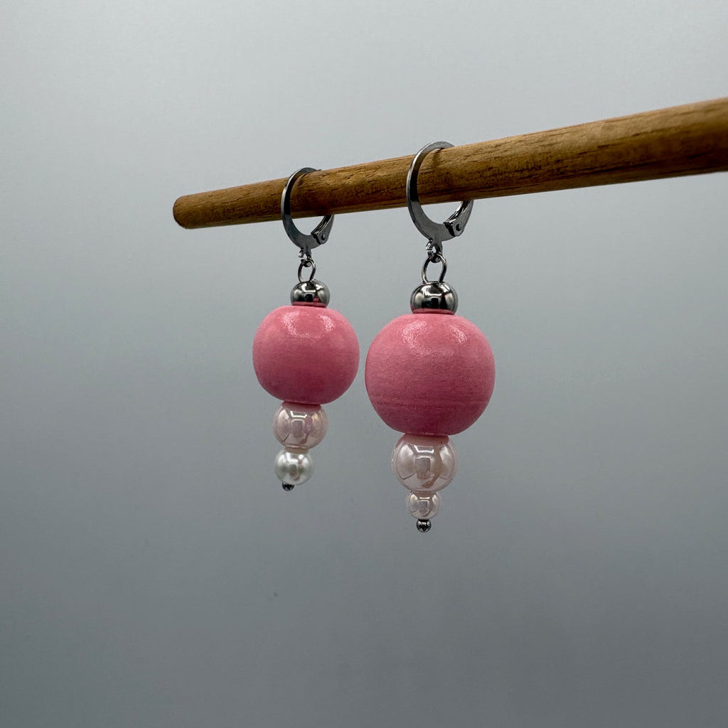 Cherry Blossom Beaded Stainless Steel Earrings