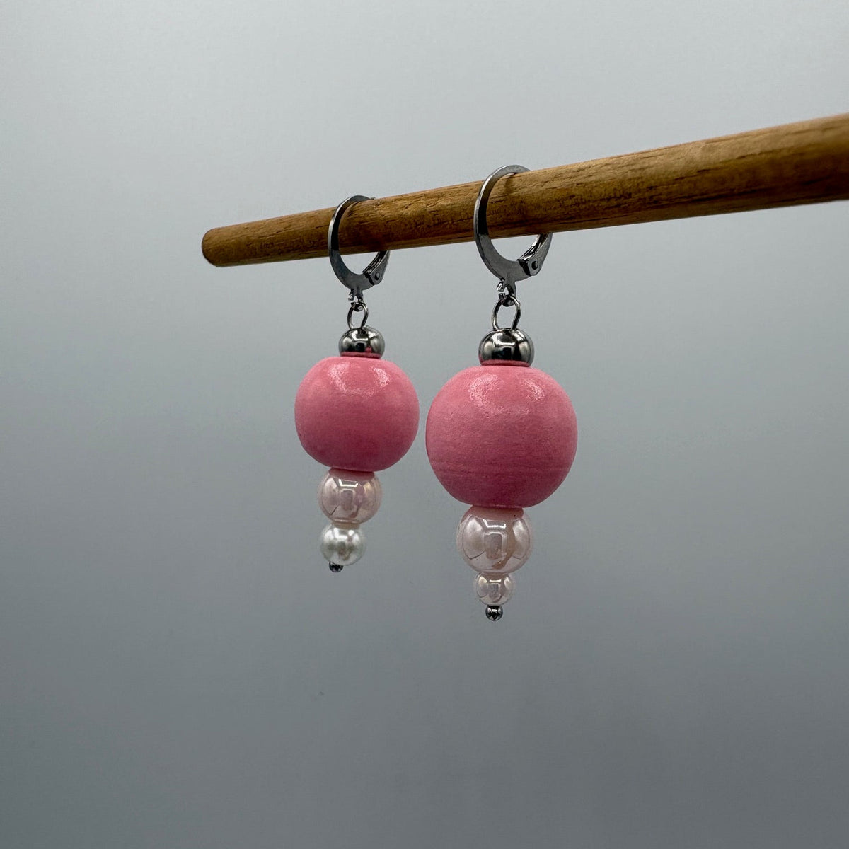 Cherry Blossom Beaded Stainless Steel Earrings