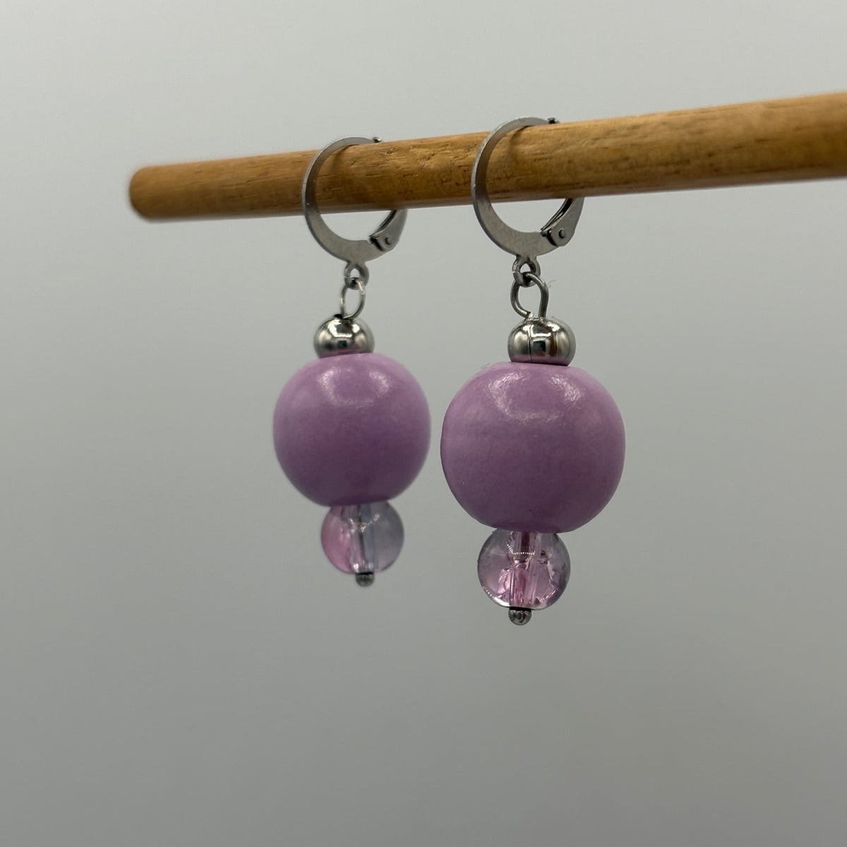 Fresh Lavender Beaded Stainless Steel Earrings