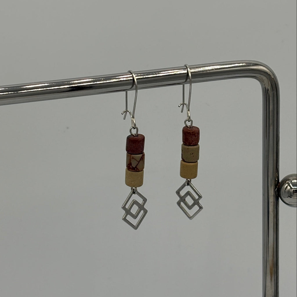 Beaded Charm Stainless Steel Earrings