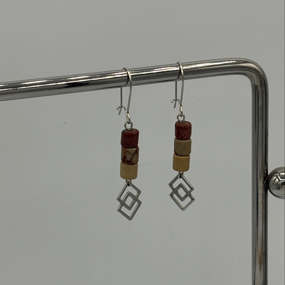 Beaded Charm Stainless Steel Earrings