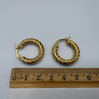 Gold Rope Hoop Stainless Steel Earrings