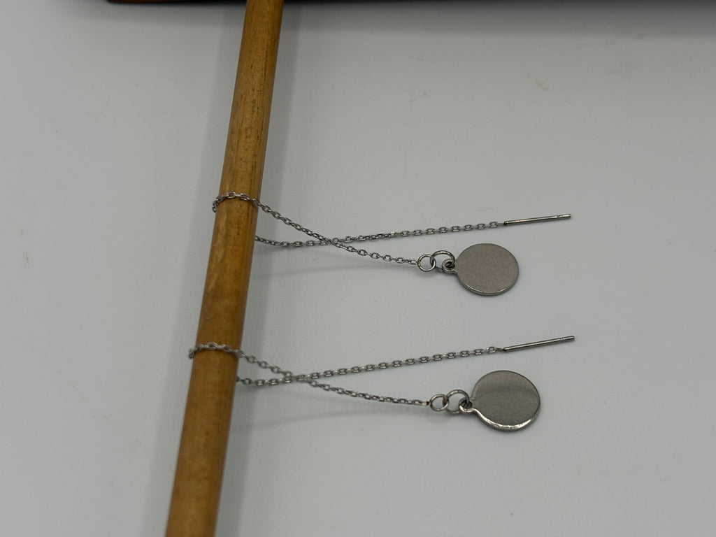 Smooth Coin Chain Stainless Steel Earrings