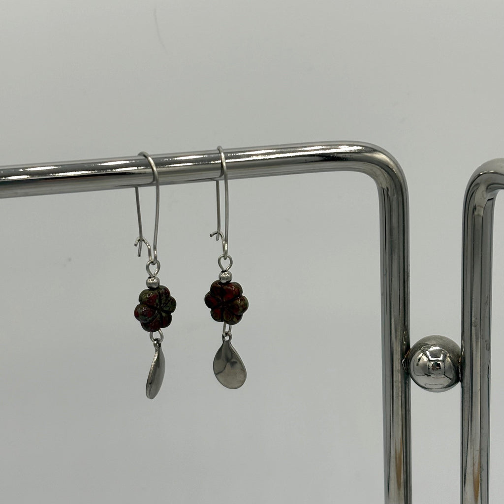 Chocolate Blooms Beaded Stainless Steel Earrings