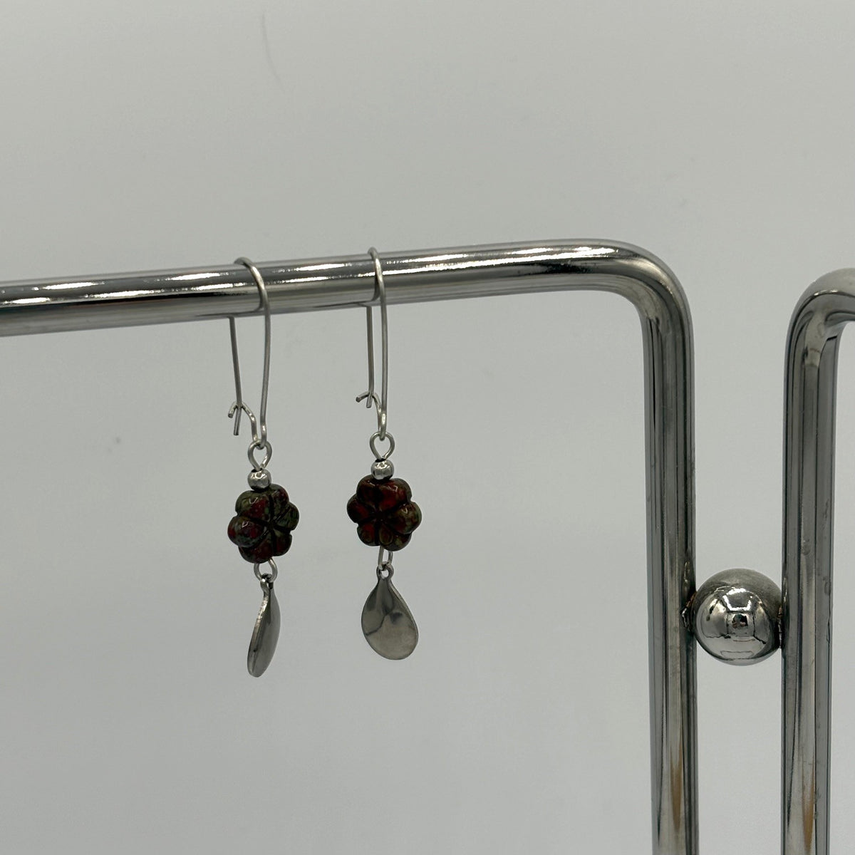 Chocolate Blooms Beaded Stainless Steel Earrings