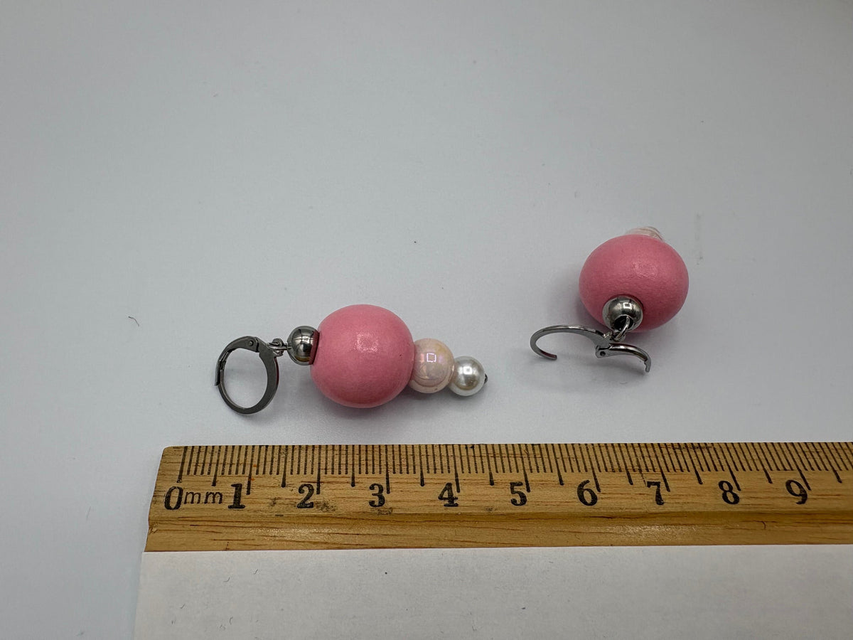 Cherry Blossom Beaded Stainless Steel Earrings