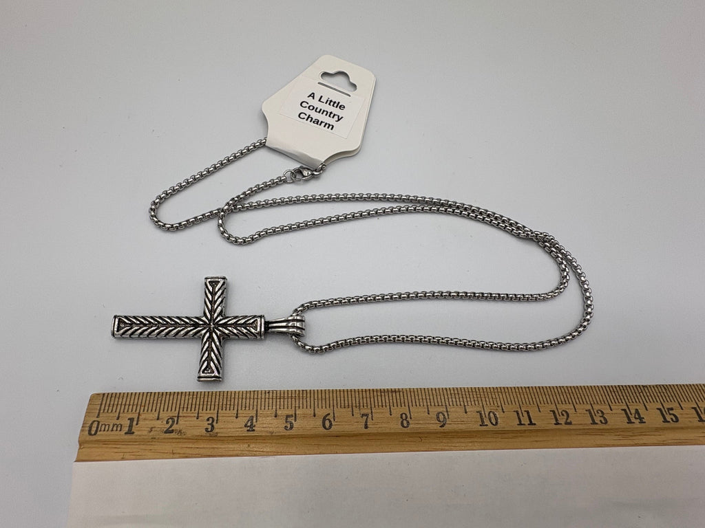 Horizon Cross 23" Stainless Steel Necklace
