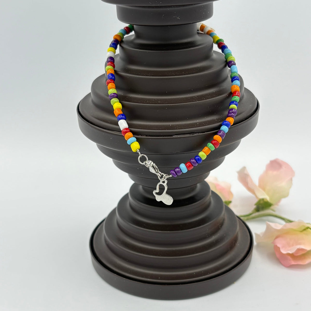 Rainbow Garden 10" Beaded Stainless Steel Anklet