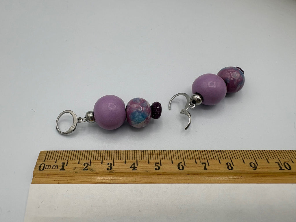 Lilac Buds Beaded Stainless Steel Earrings