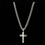 Dual Sided Cross w Curb Chain 24" Stainless Steel Necklace