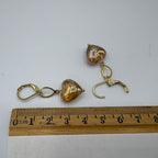 Amber Hearts Beaded Stainless Steel Earrings