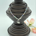 Iris Butterfly 10" Beaded Stainless Steel Anklet