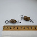 Stone Beaded Cross Stainless Steel Earrings