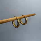 Gold Rope Hoop Stainless Steel Earrings