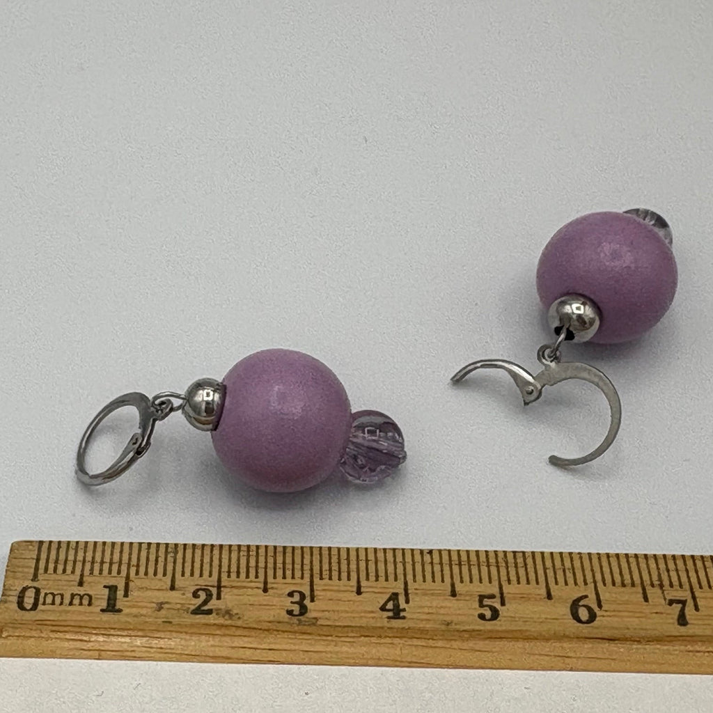 Fresh Lavender Beaded Stainless Steel Earrings