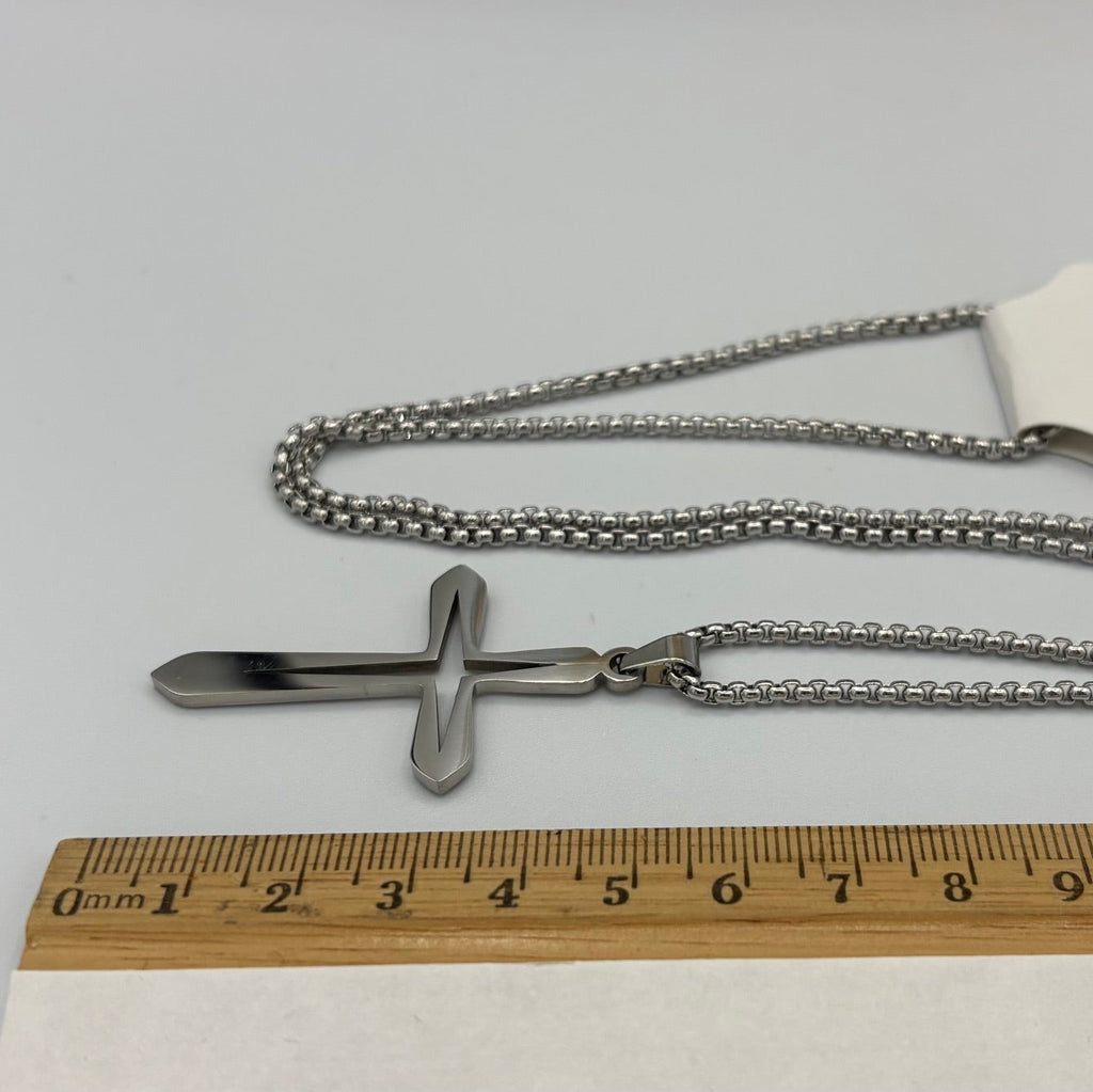 Valiant Cross 24" Stainless Steel Necklace