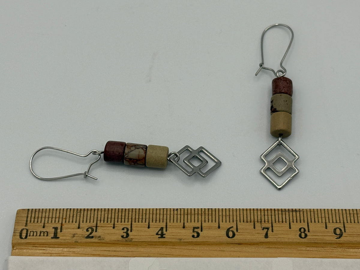 Beaded Charm Stainless Steel Earrings