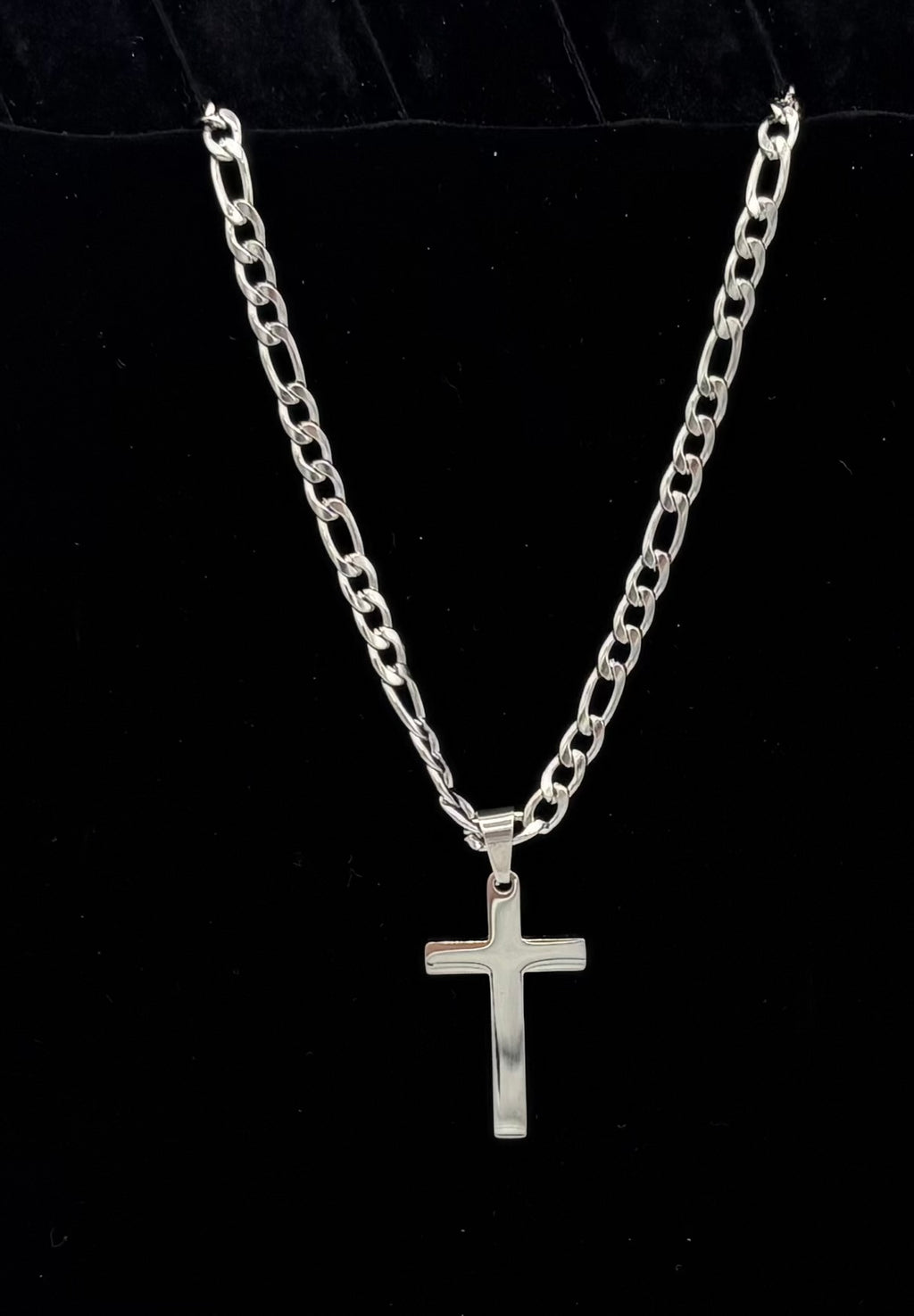 Double Edged Cross 24" Stainless Steel Necklace