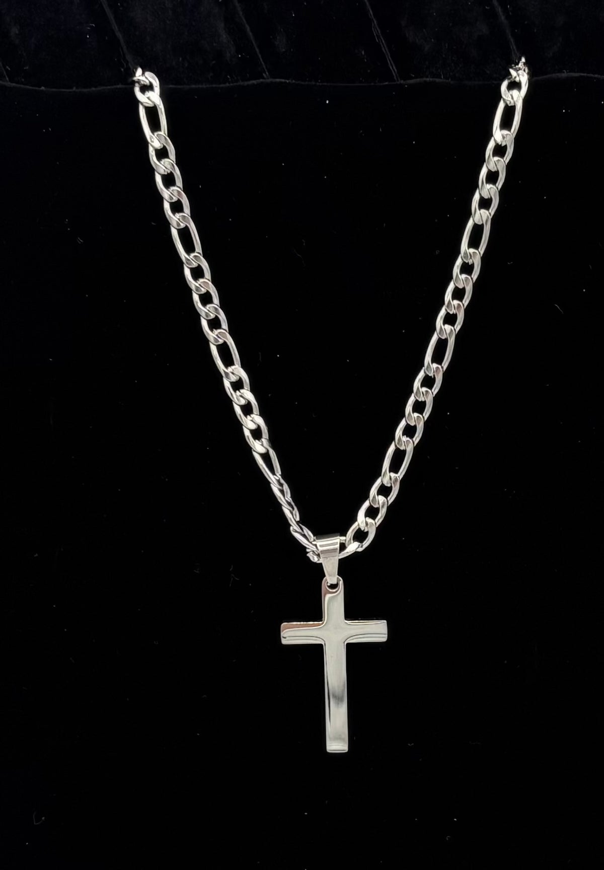 Double Edged Cross 24" Stainless Steel Necklace
