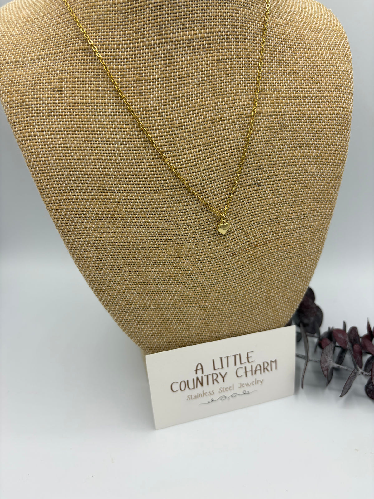 Gold Sweet Heart 20" Stainless Steel Necklace